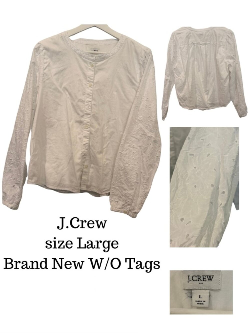 J.Crew White Blouse with Sleeve Detail